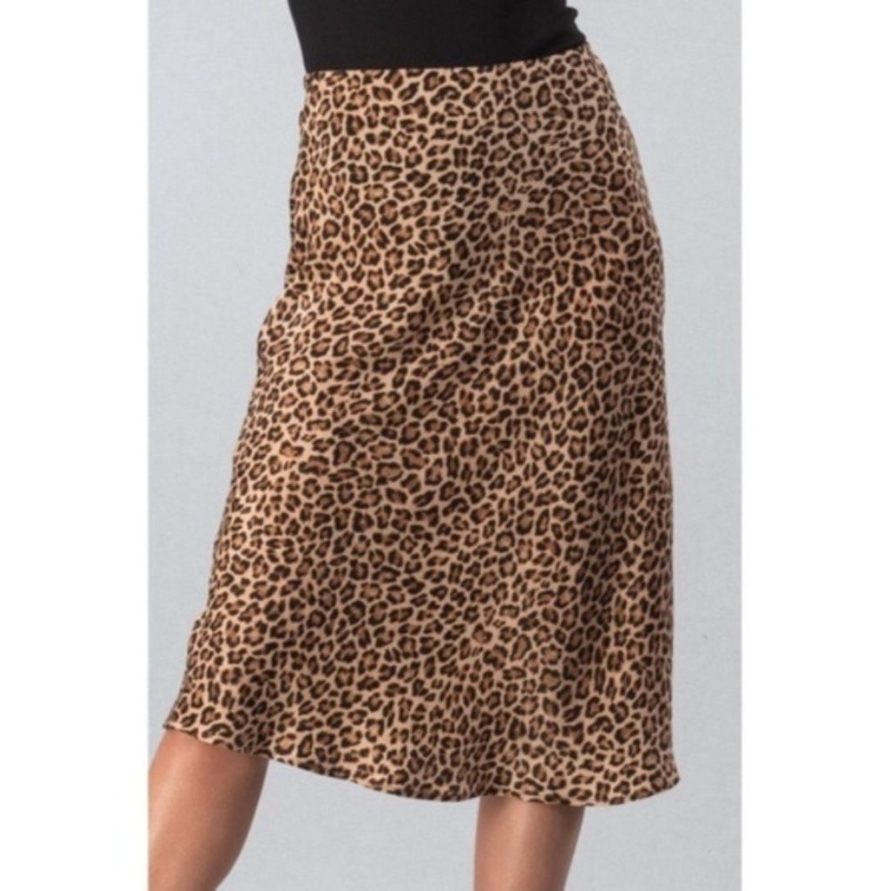 Wild Nights Satin Leopard Print Midi Skirt - Picture 5 of 7